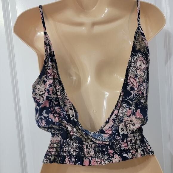 Hummingbird Boho Floral & Crochet V Neck Crop Top Y2K Medium - Picture 6 of 7